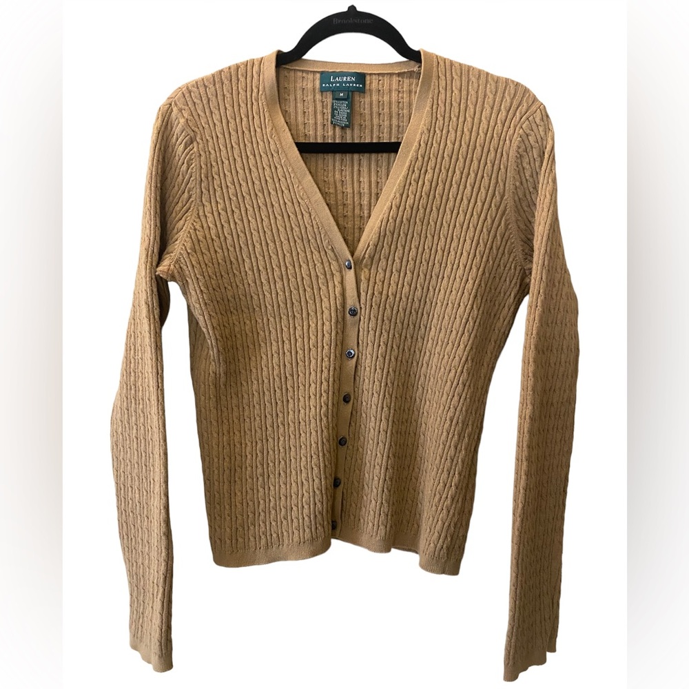 Ralph Lauren Green label Camel Brown cable Knit Size M